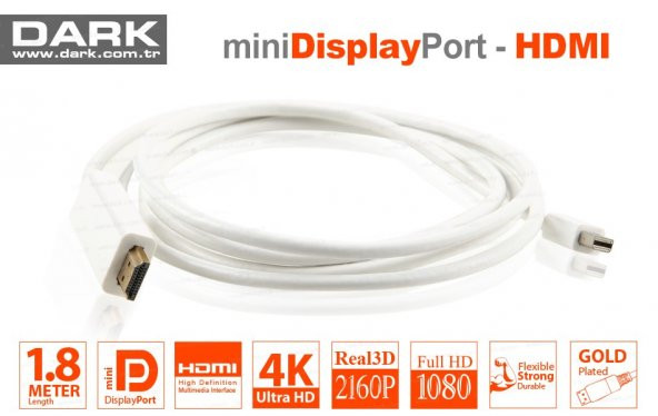 DARK Mini Display Port to HDMI 1.8m Kablo