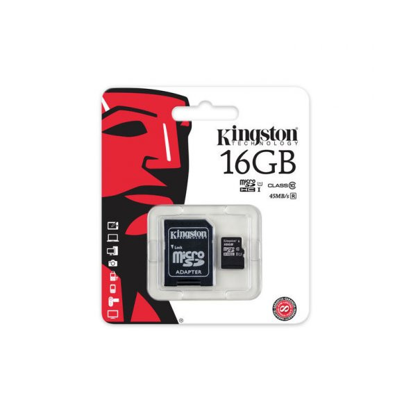KINGSTON SDC10G2/16GB 16GB SDHC CLASS10 UHS-I microSD HAFIZA KART