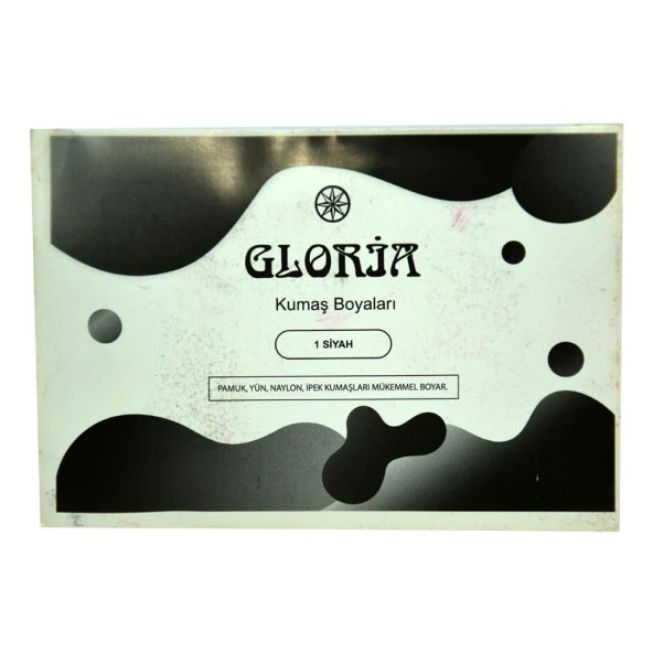 Gloria 1 Siyah Renk Pamuk Yün Naylon İpek Kumaş Boyası 10G Paket