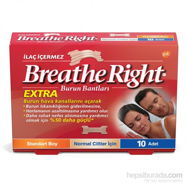 Breathe Right Extra Burun Bantı Standart Boy Normal Cilt 10 adet