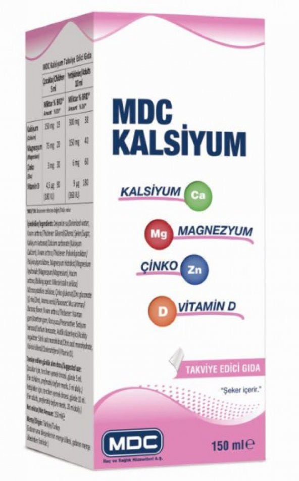 MDC Kalsiyum Magnezyum Çinko Vitamin D 150 ml