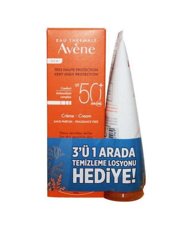 Avene Creme Spf50 50 ml Güneş Kremi + 3ü 1 Arada Temizleme Losyonu Hediye
