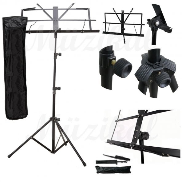 Nota Sehpası CHROMA Portatif -Katlanır-Sağlam Metal Konstrüksiyon+Kılıf - 2