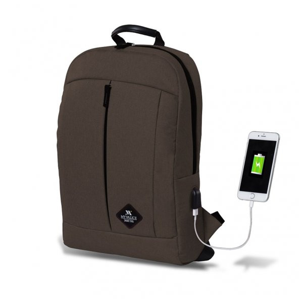 My Valice Smart Bag GALAXY Usb Şarj Girişli Notebook Sırt Çantası Kahverengi
