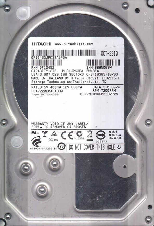 Hitachi 2 TB 3.5 inch 7200 64MB Sata 3.0 Harddisk HUA722020ALA330