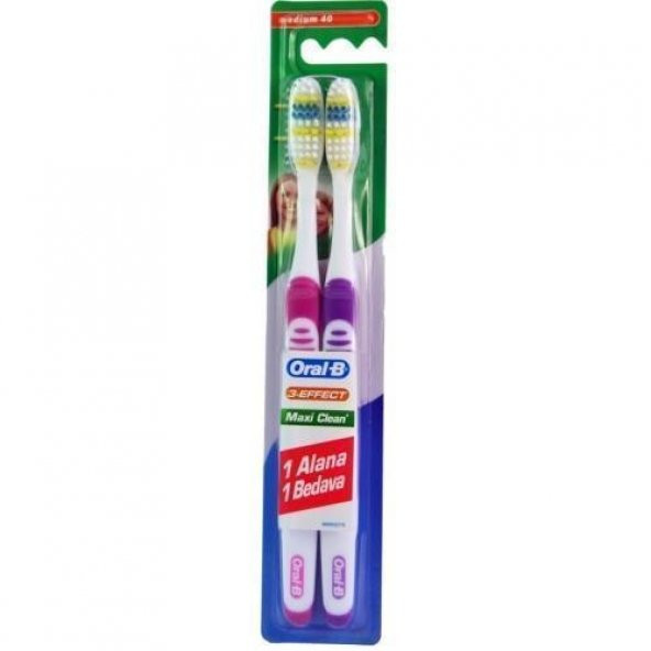 Oral B 3 Effect Maxi Clean 1+1 Diş Fırçası Orta Delist