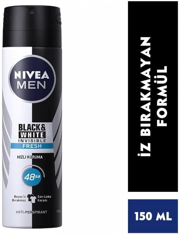 Nıvea Men Deodorant Invısıble Black Whıte Fresh Erkek Sprey 150 Ml