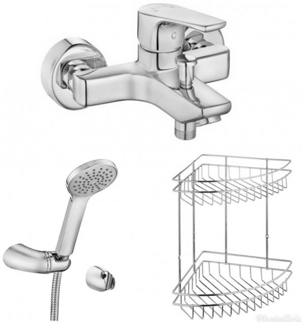 ECA Niobe Banyo Bataryası+ECA Spil Duş Takımı+2li Metal Köşe Raf (482+336)