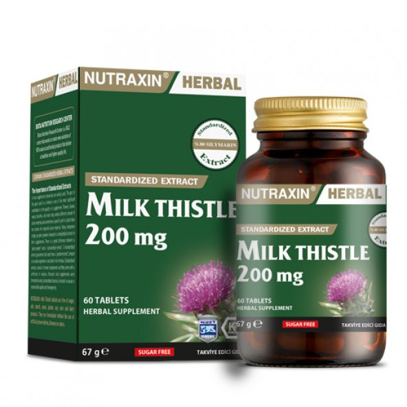 Nutraxin Herbal Milk Thistle 200 mg 60 Tablet Skt 09-2020