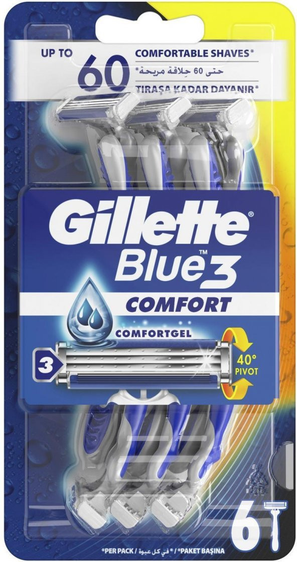 Gillette Blue3 Comfort Kullan At Traş Bıçağı 6 Lı