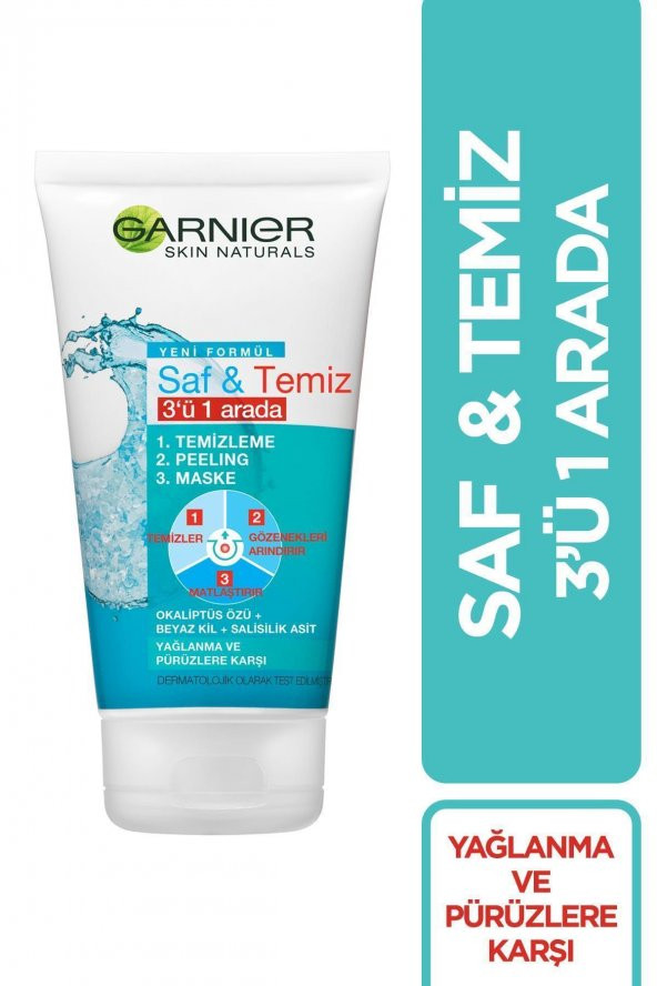 Garnıer Saf Temiz 3ü1 Arada Temizleme Peeling Maske 150 Ml