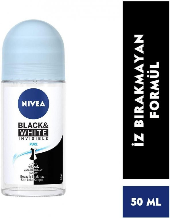 Nıvea Roll On Black Whıte Invısıble Pure Mavi Bayan 50 Ml