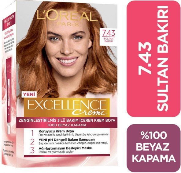 Loreal Excellence Creme Saç Boyası 7.43 Sultan Bakırı - 2