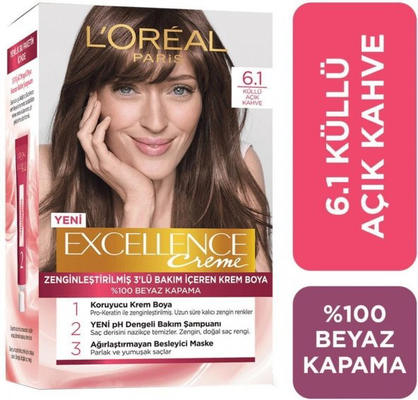 Loreal Excellence Creme Saç Boyası 6.1 Küllü Açık Kahve