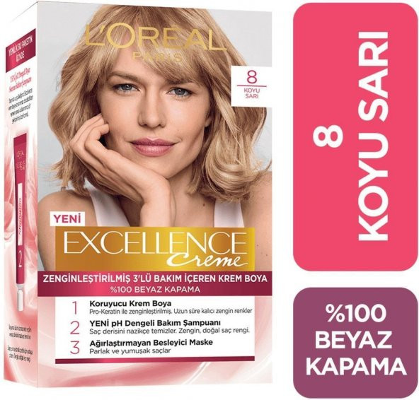 Loreal Excellence Creme Saç Boyası 8 Koyu Sarı - 2