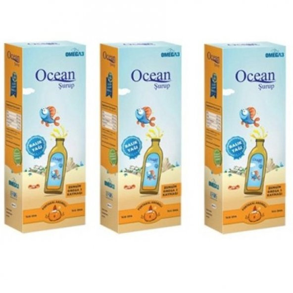 Ocean Balık Yağı Şurubu Omega 3 Portakal Aromalı 150 ml 3 Adet Skt 12-2019