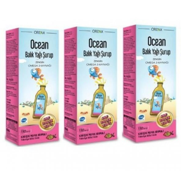Ocean Balık Yağı Şurubu Omega 3 Karışık Aromalı 150 ml 3 Adet Skt 12-2019