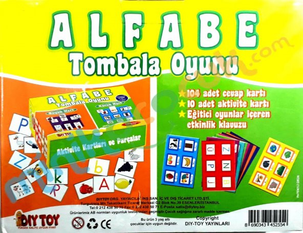 Alfabe Tombala Oyunu (+4 yas üzeri)