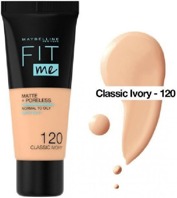Maybellıne Fıt Me Matte Poreless Fondöten 120 Classıc Ivory