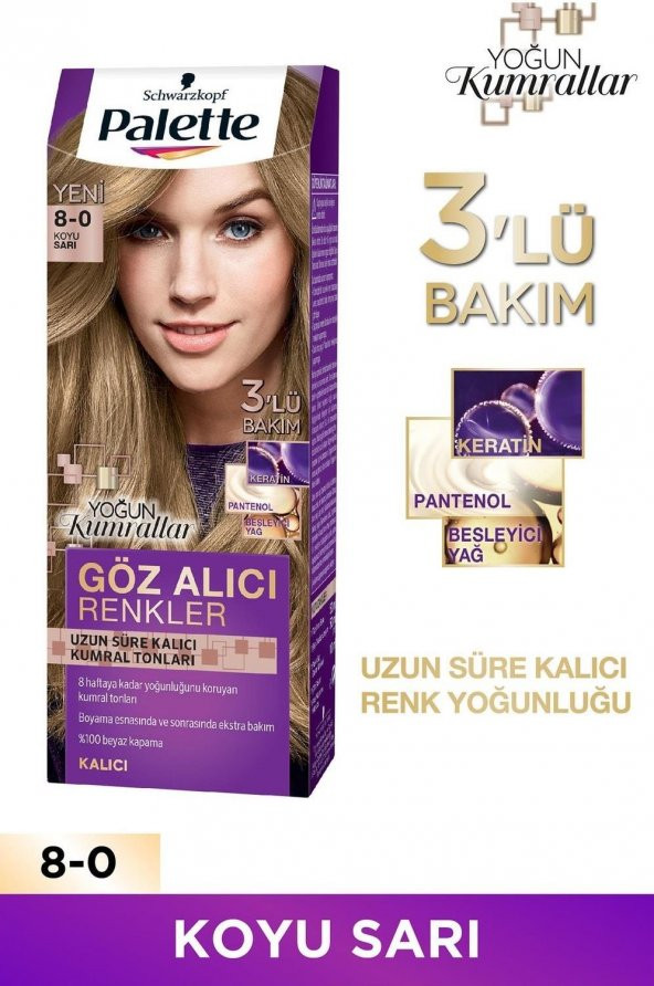 Palette Göz Alıcı Renkler Saç Boyası 8-0 Koyu Sarı - 2