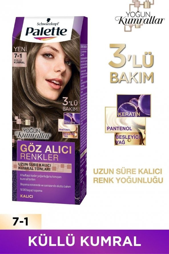 Palette Göz Alıcı Renkler Saç Boyası 7-1 Küllü Kumral - 2