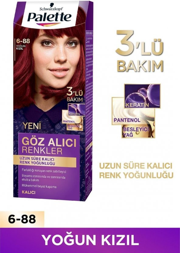 Palette Göz Alıcı Renkler Saç Boyası 6-88 Yoğun Kızıl - 2