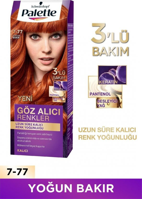 Palette Göz Alıcı Renkler Saç Boyası 7-77 Yoğun Bakır