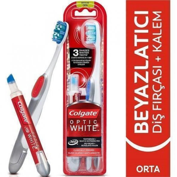 Colgate Optik Beyaz 360 Diş Fırçası+ Diş Beyazlatıcı Kalem