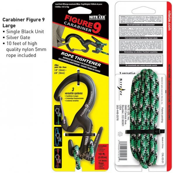 Nite-ize Figure 9 Carabiner Large Black With - 9