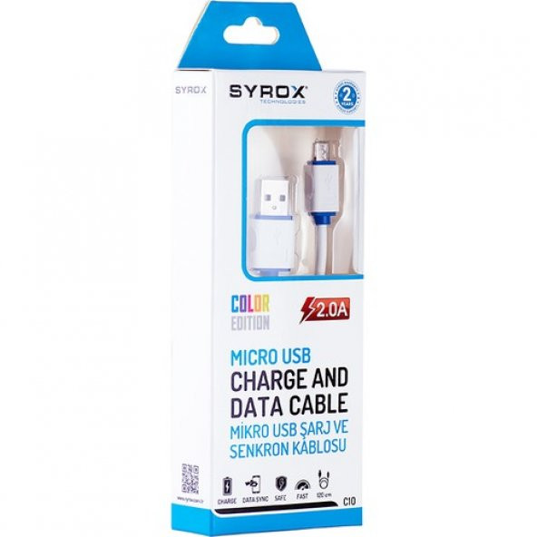 Syrox 2.0 MaH Micro USb Kablo (Renkli) SYX-C10