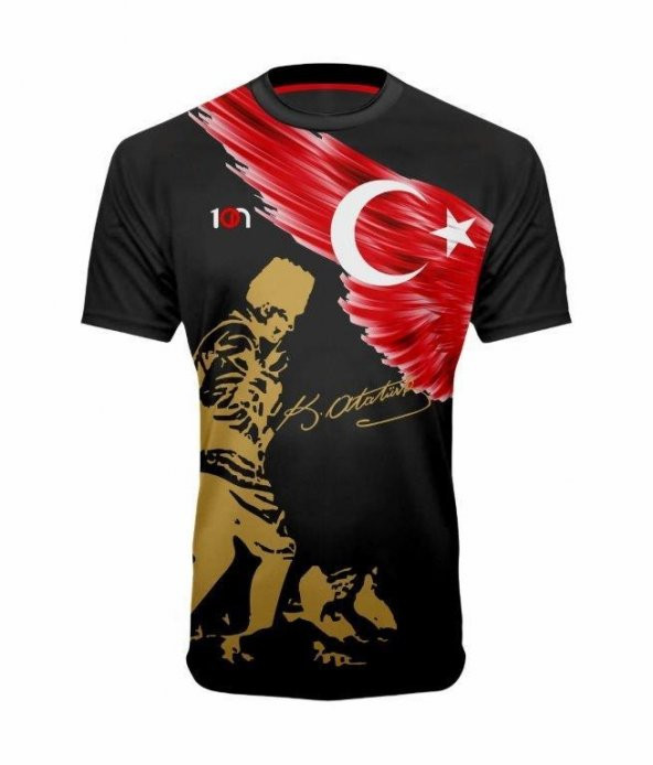 10N Muhteşem Atatürk Kocatepe Baskılı Siyah Çocuk T-Shirt