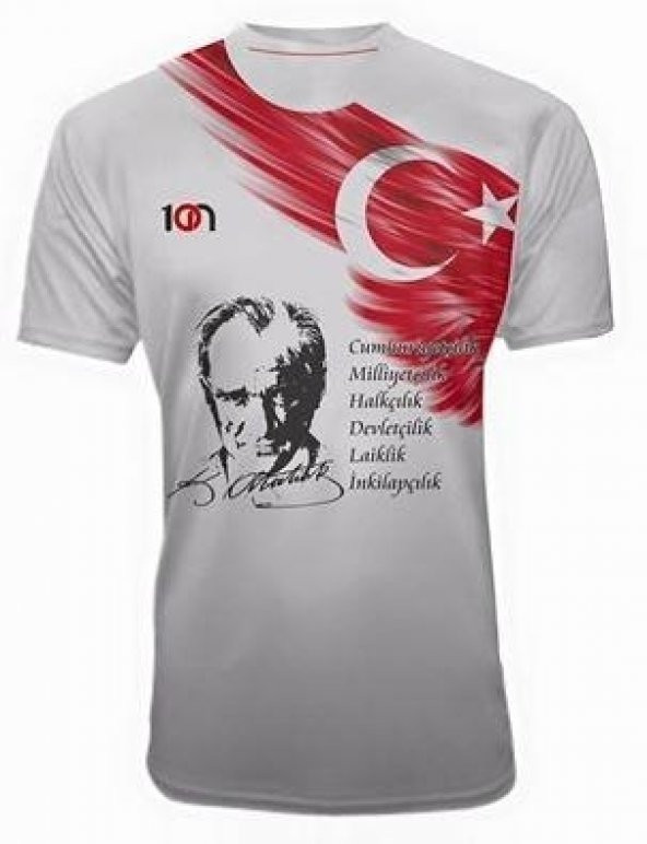 10N Muhteşem Atatürk İnkılapları Baskılı Beyaz T-Shirt