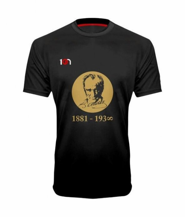 10N Muhteşem Atatürk 1881-1938 Baskılı Siyah T-Shirt