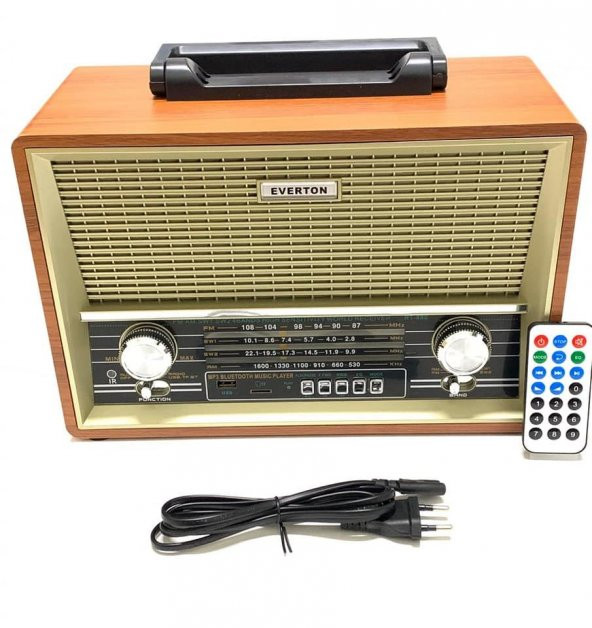 Everton RT-880 Bluetooth, Usb/Sd/Aux/Fm 4 Band Radyo Nostalji Müzik Kutusu Büyük Boy