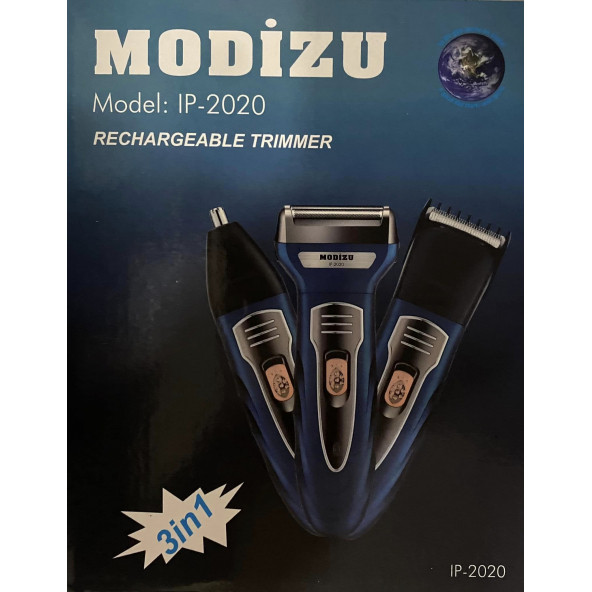 Modizu Yazılı Gold Turbo 3'Lü Set Saç Sakal Kesme Traş Makinesi Burun Kılı Alma 3İn1 Pro Model Erkek Bakım