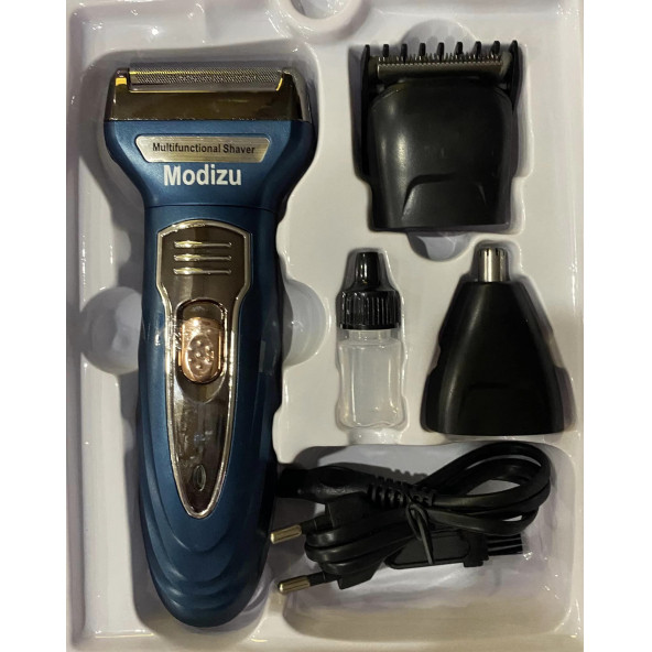 Modizu Yazılı Gold Turbo 3'Lü Set Saç Sakal Kesme Traş Makinesi Burun Kılı Alma 3İn1 Pro Model Erkek Bakım - 2