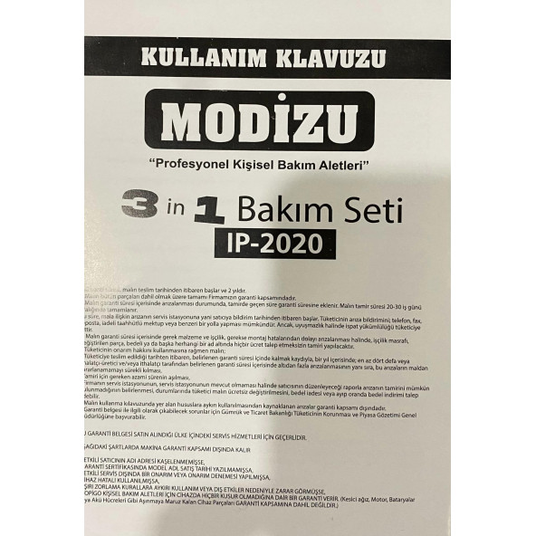 Modizu Yazılı Gold Turbo 3'Lü Set Saç Sakal Kesme Traş Makinesi Burun Kılı Alma 3İn1 Pro Model Erkek Bakım - 7