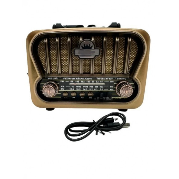 Everton Rt-826 Orta Boy Güneş Enerjili Bluetooth Nostalji Fm/Am/Sw 3 Band Radyo Usb Sd Aux Mp3 Player
