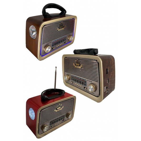 Everton RT-301 Bluetooth, Nostalji ,Şarjlı 3 Band Radyo ,usb, sd ,Aux, mp3 player dalgalı ahşap - 7