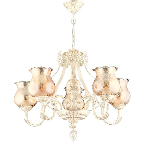 Trendylight Selen 5 Li Krem Ferforje Klasik Avize