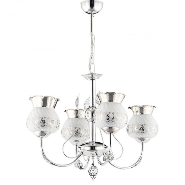 Trendylight Yaren 4 Lü Gümüş Renkli Camlı Avize