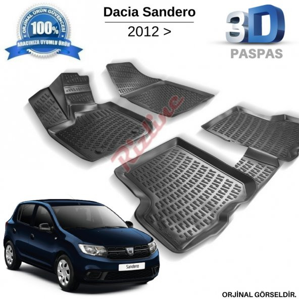 Dacia Sandero 3D Havuzlu Paspas 2012 Sonrası
