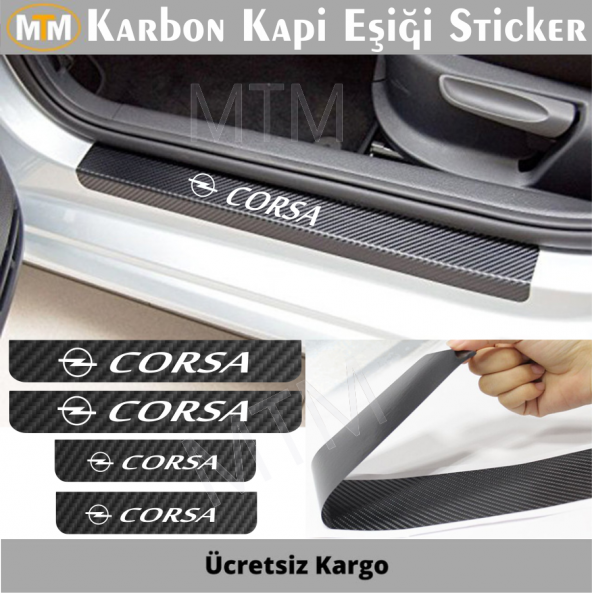 Opel Corsa Karbon Kapı Eşiği Sticker (4 Adet)