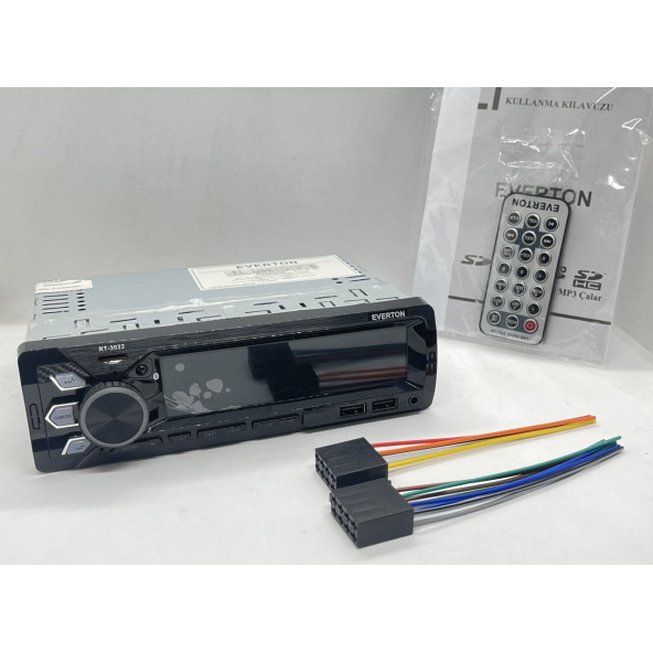 Everton Rt-3022 Çift Usb'li Usb-Sd-Fm-Aux- Bluetooth Oto Teyp 4X60 Watt - 3