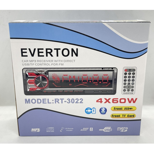Everton Rt-3022 Çift Usb'li Usb-Sd-Fm-Aux- Bluetooth Oto Teyp 4X60 Watt - 5