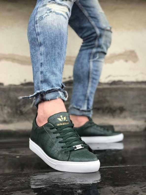 Wagoon Yeşil Desenli  Bağcıklı Erkek Günlük Ayakkabı