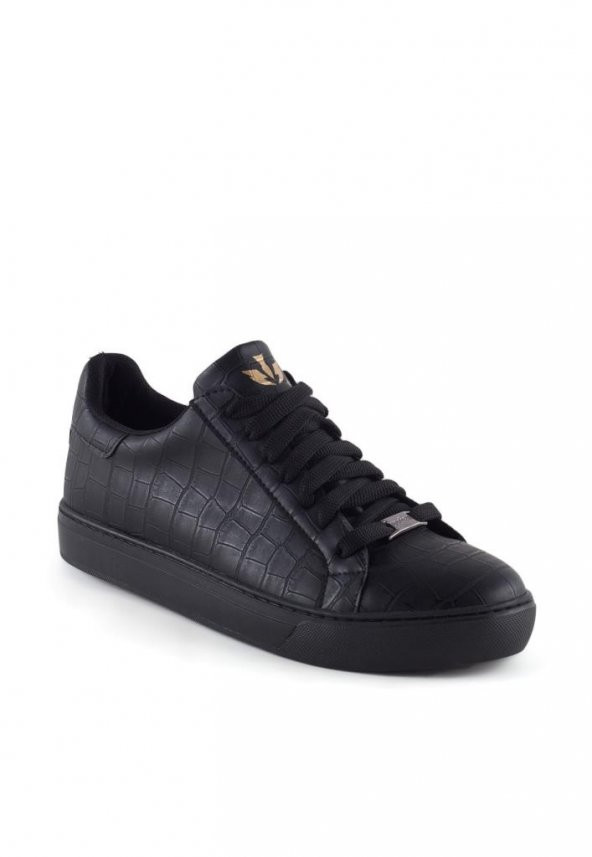 Wagoon Siyah Cilt Bağcıklı Desenli Erkek Günlük Ayakkabı