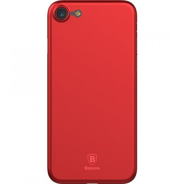 Baseus Apple iPhone 8 Silikon Kılıf Kırmızı + Ekran Koruyucu