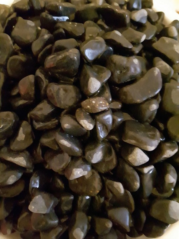 Siyah doğal taş, çakıl  taşı, dekoratif taş, akvaryum, teraryum, dekor taşı, 2 kg 10-20 mm - 3