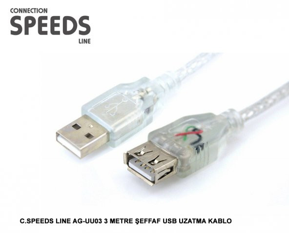 C.SPEEDS LINE AG-KA70 ŞEFFAF USB UZATMA 3M